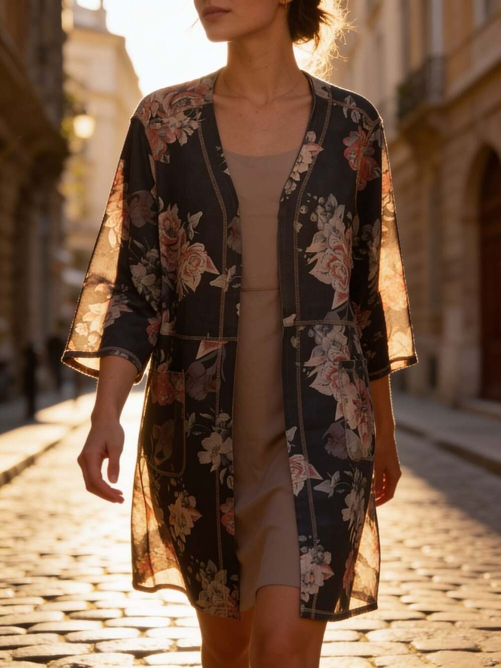 Philosophy Woman Floral Duster Cardigan Size 2X Faux Leather